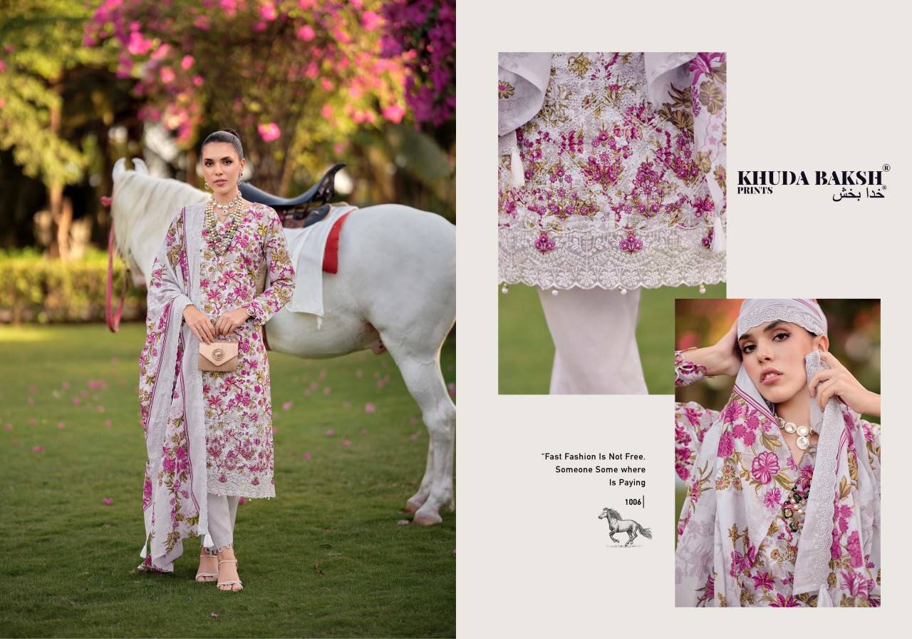 HANIYA HIBA VOL 1 By KHUDHA BAKSH 1001 To 1008 Series Pakistani Suits casual Wear PURE LAWN Readymade Stitched Dresses At Wholesale